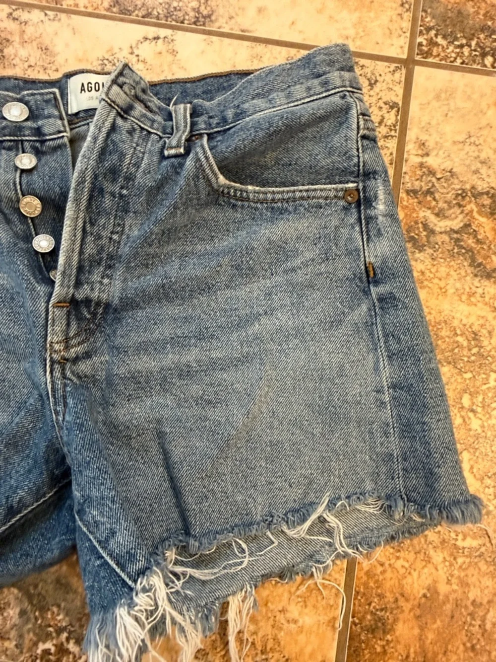 Agolde Parker Long denim Jean short 26 - Picture 4 of 8